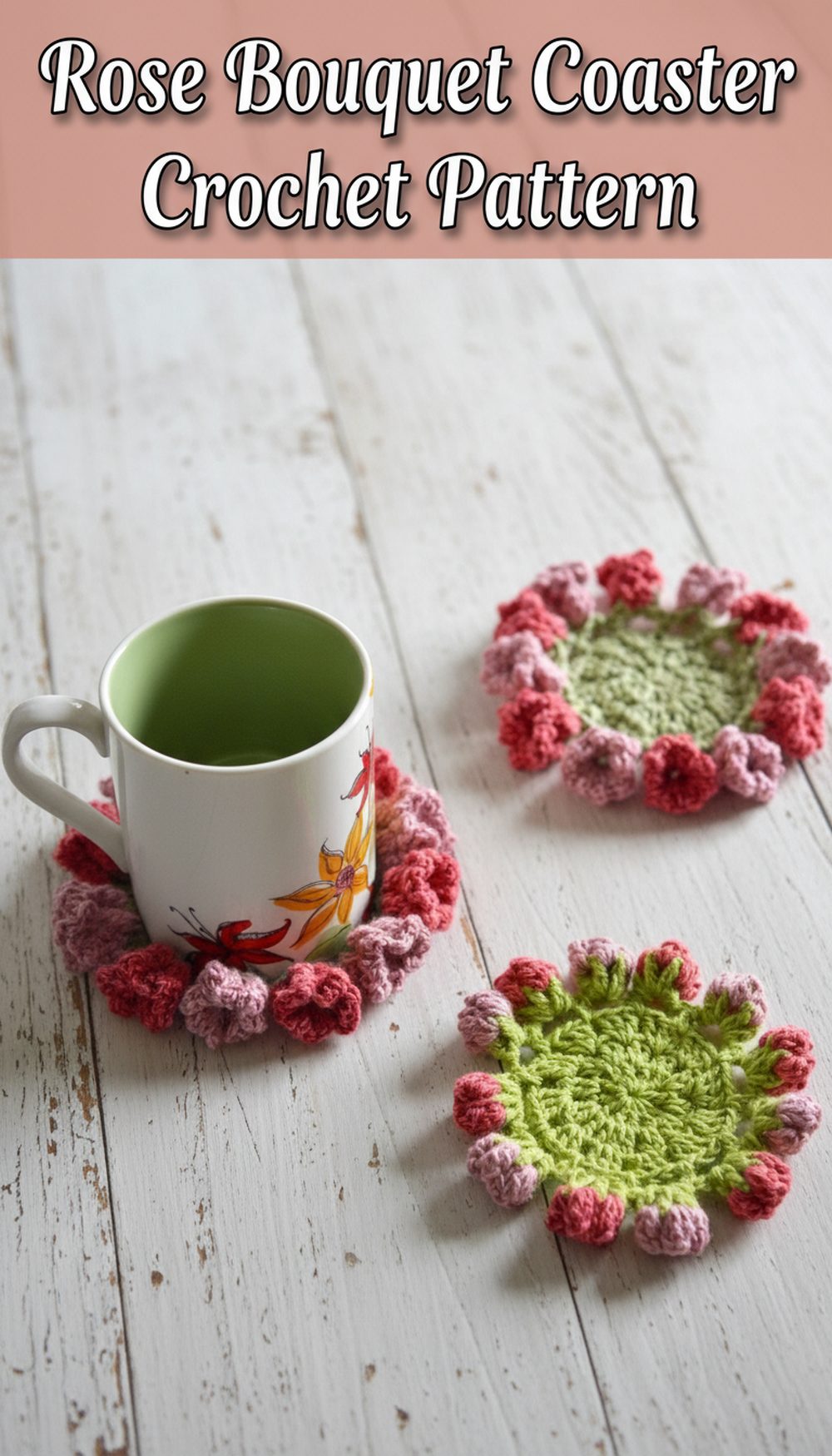 Rose Bouquet Coaster Crochet Pattern