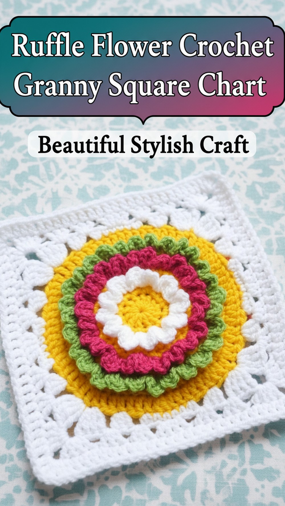 Ruffle Flower Crochet Granny Square Chart