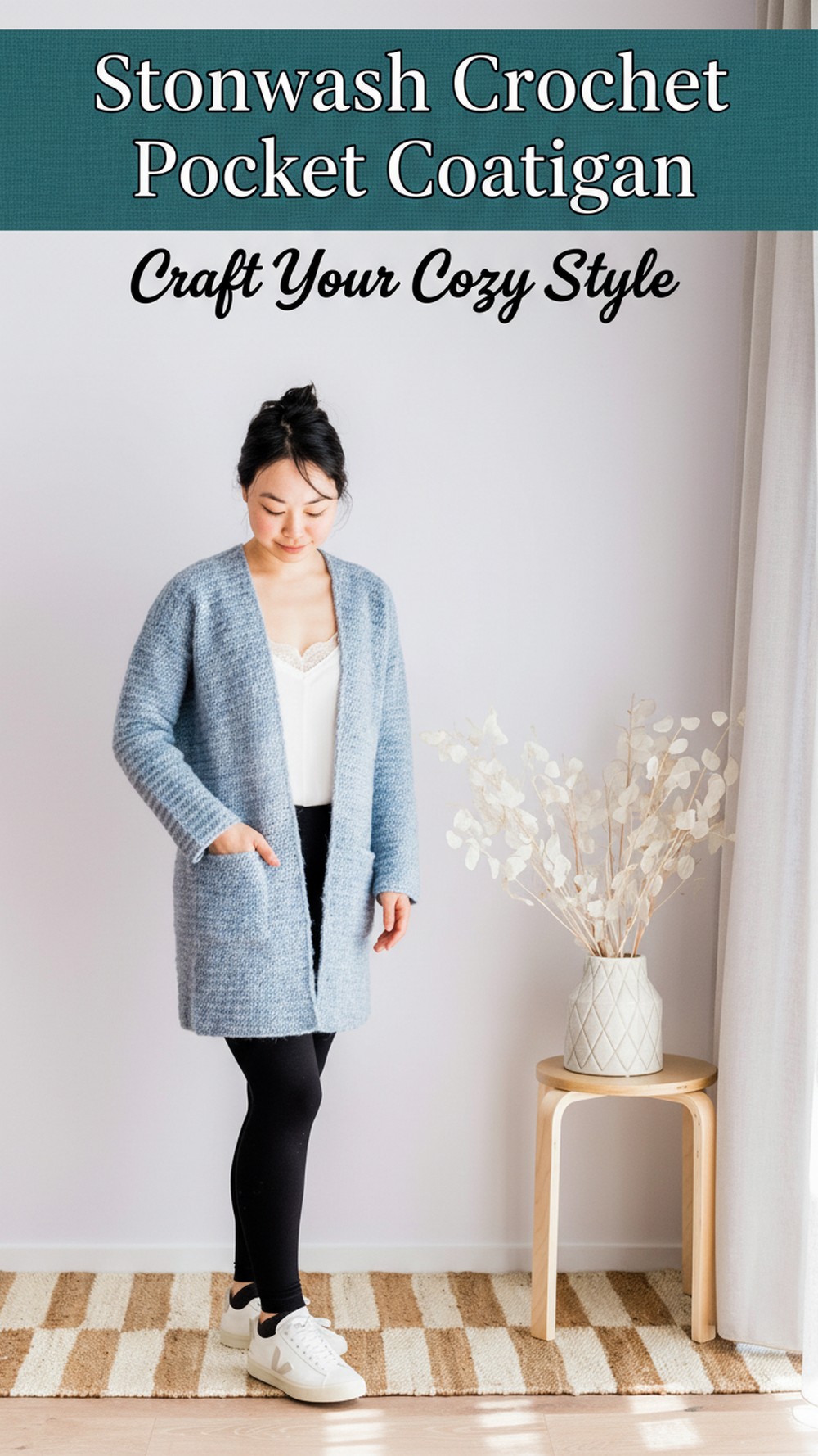 Stonewash Crochet Pocket Coatigan