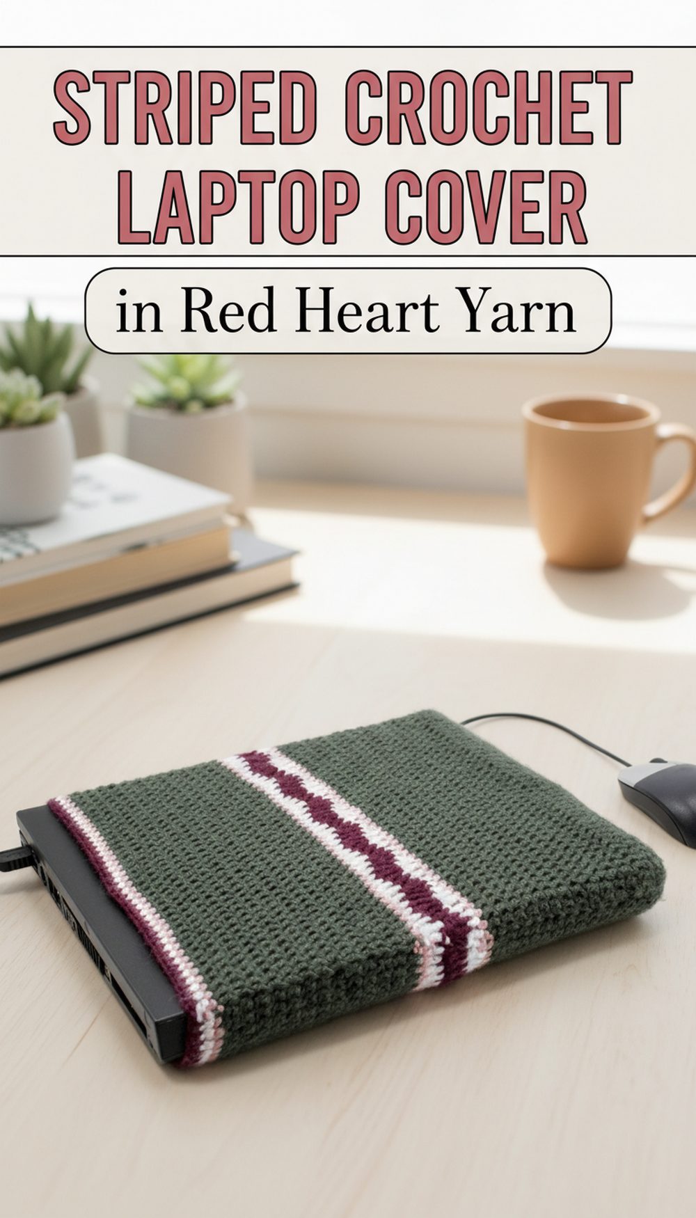 Striped Crochet Laptop Cover in Red Heart Yarn