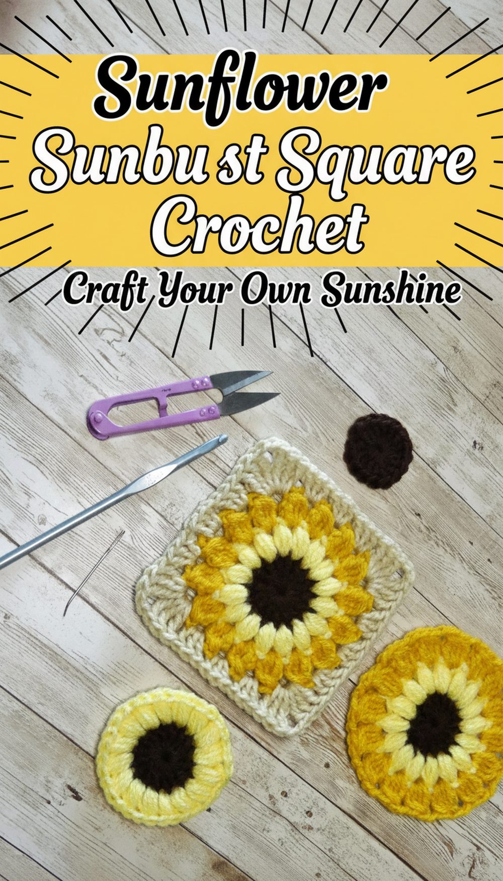 Sunflower Sunburst Granny Square Crochet