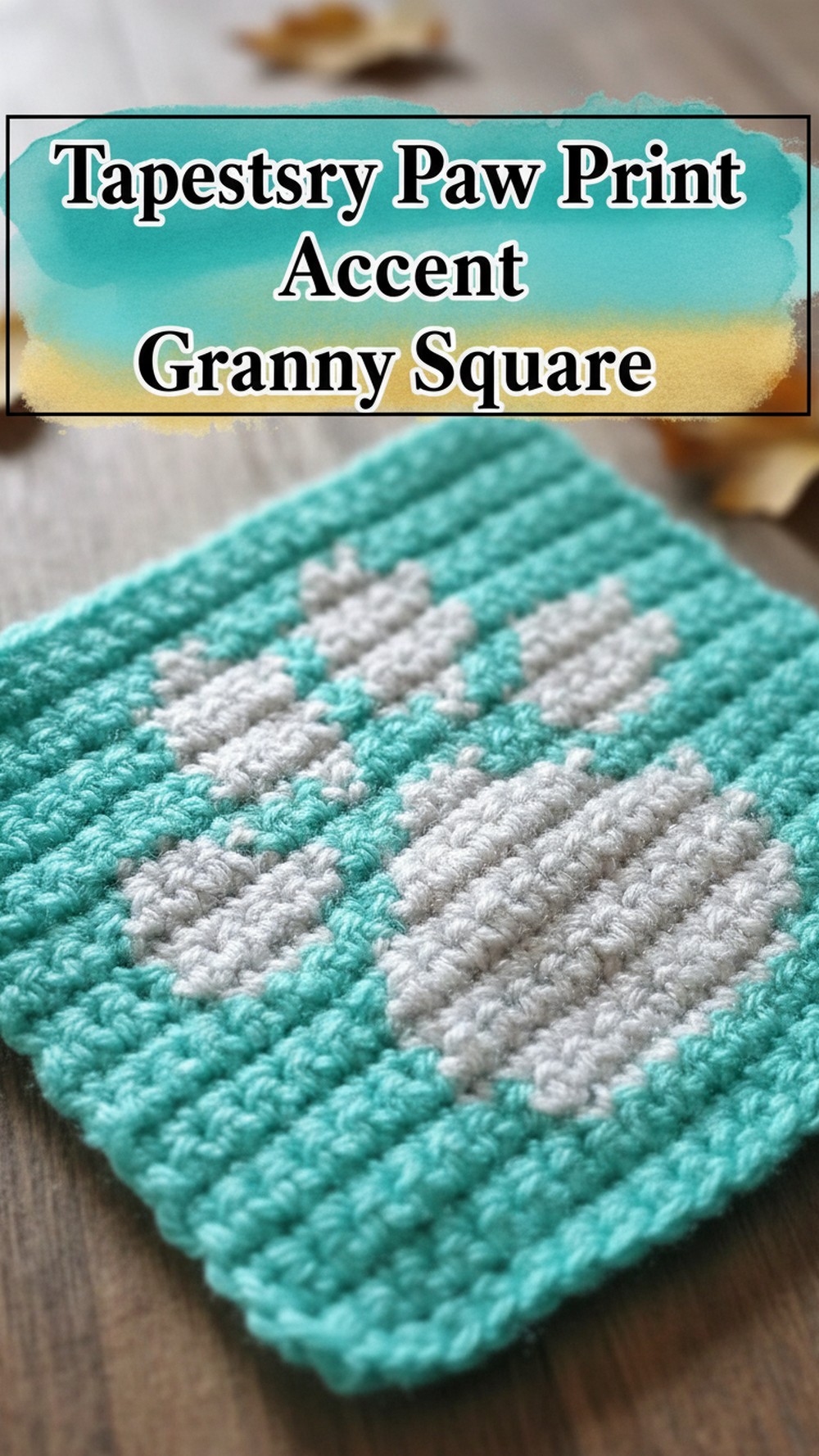 Tapestry Paw Print Accent Granny Square