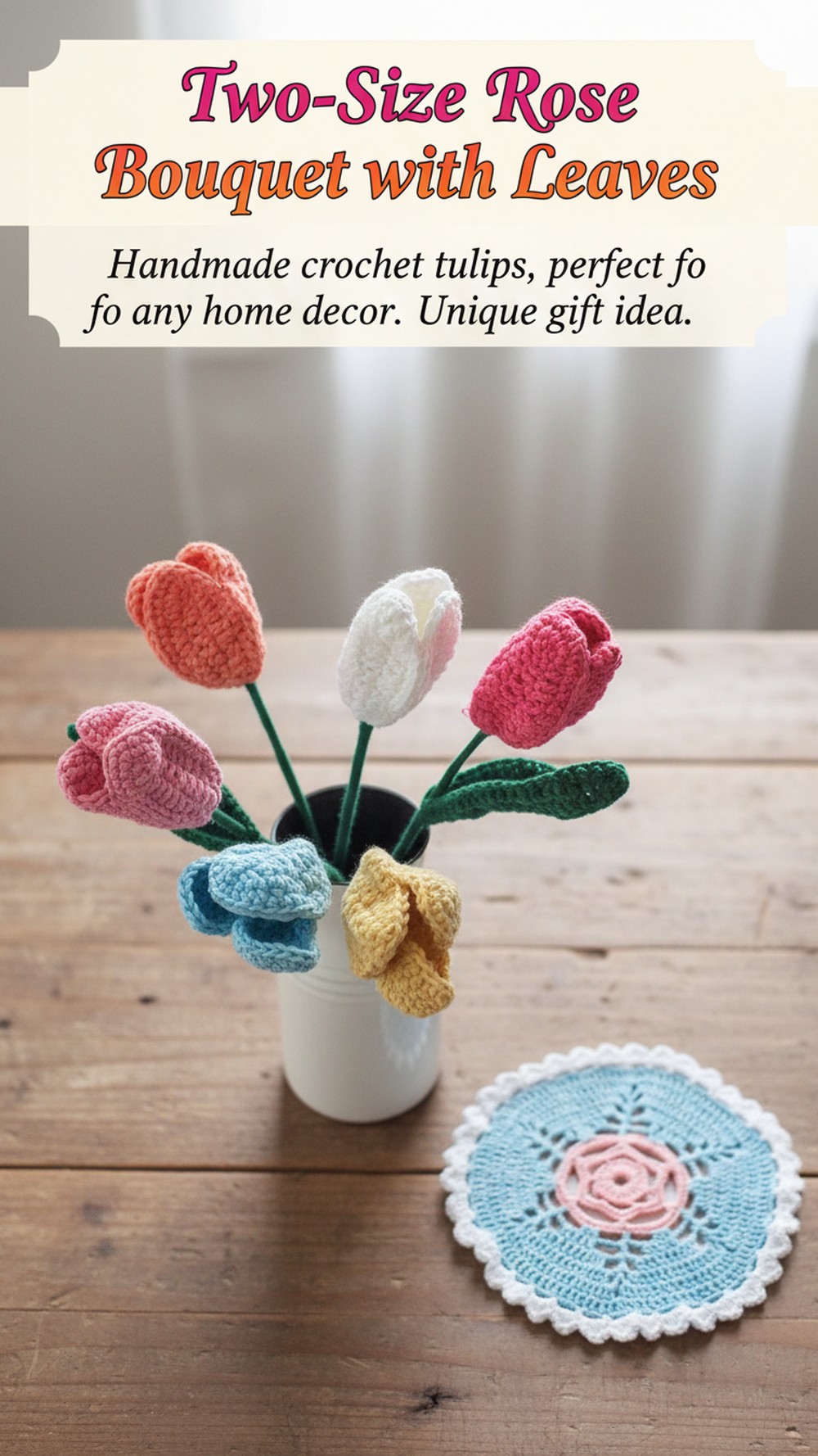 Two-Size Rose Bouquet with Leaves