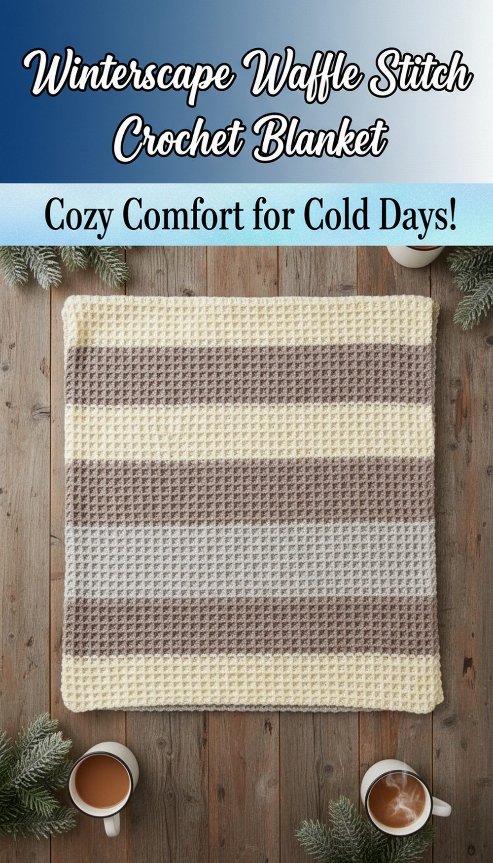 Winterscape Waffle Stitch Crochet Blanket