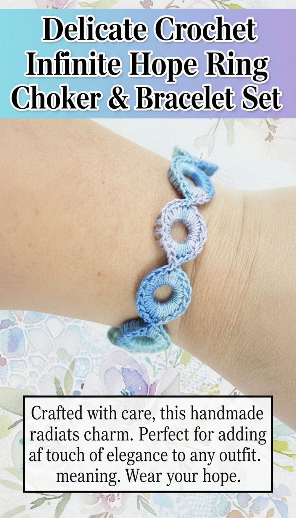 Delicate Crochet Infinite Hope Ring Choker & Bracelet Set
