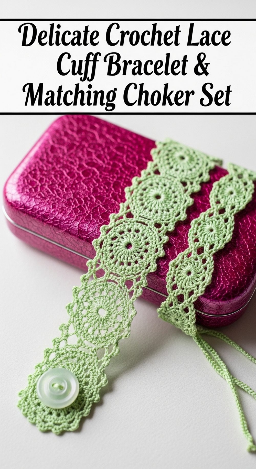 Delicate Crochet Lace Cuff Bracelet & Matching Choker Set