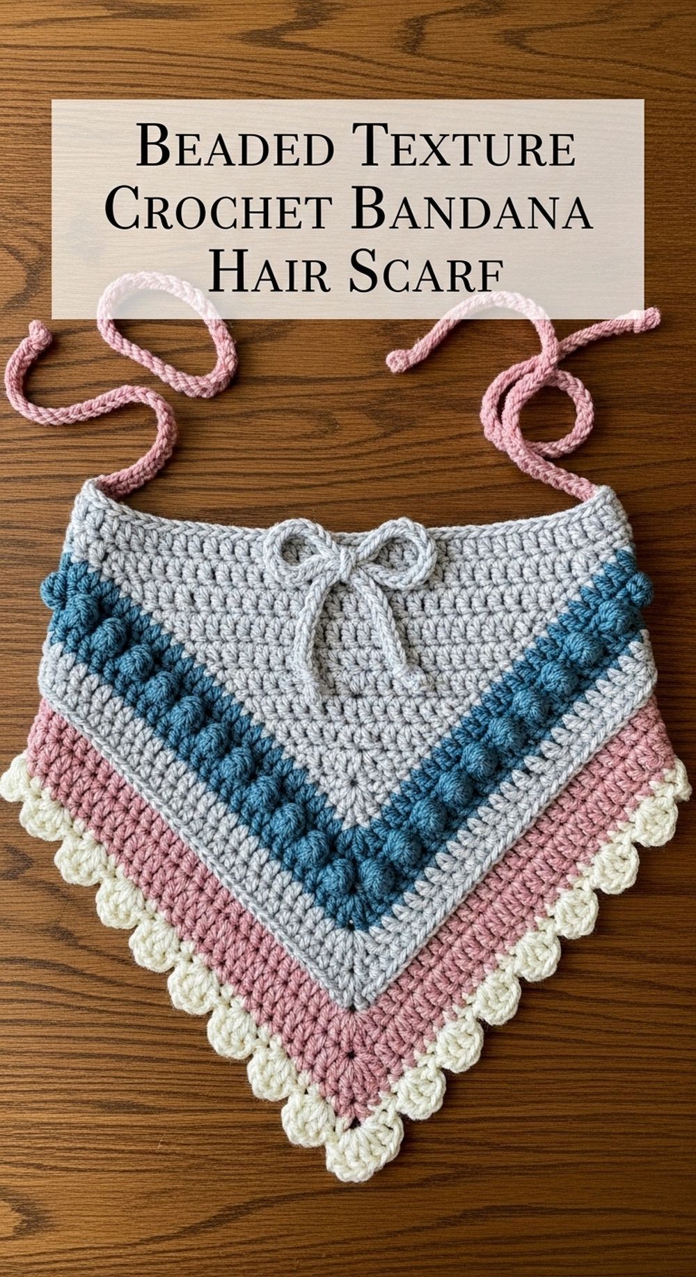 Beaded Texture Crochet Bandana Hair Scarf