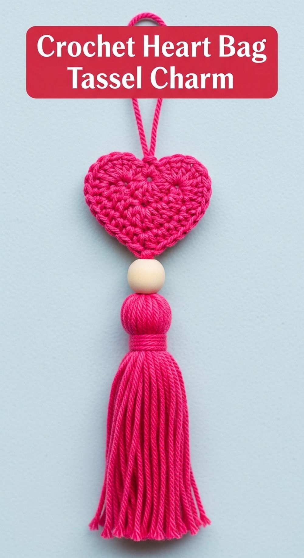 Crochet Heart Bag Tassel Charm