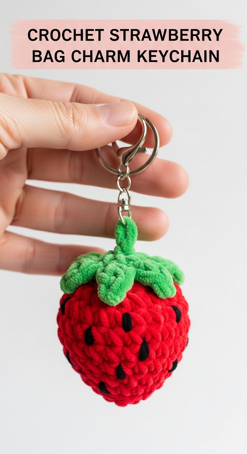 Crochet Strawberry Bag Charm Keychain