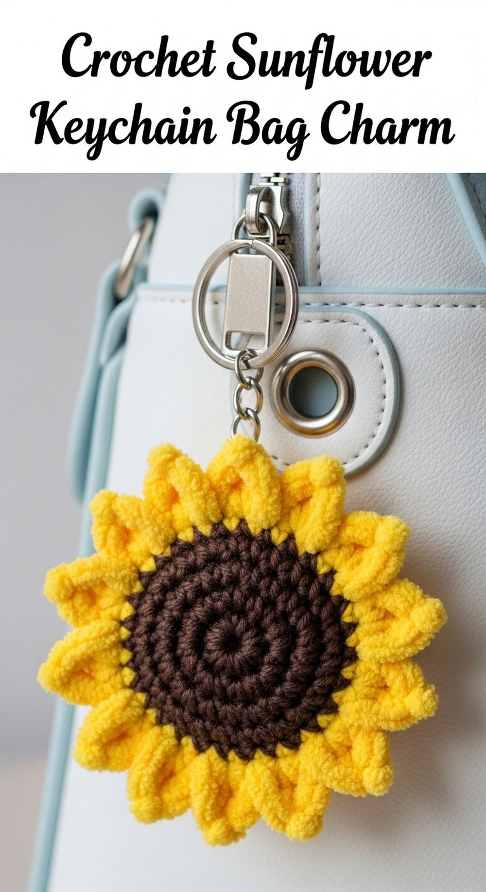 Crochet Sunflower Keychain Bag Charm