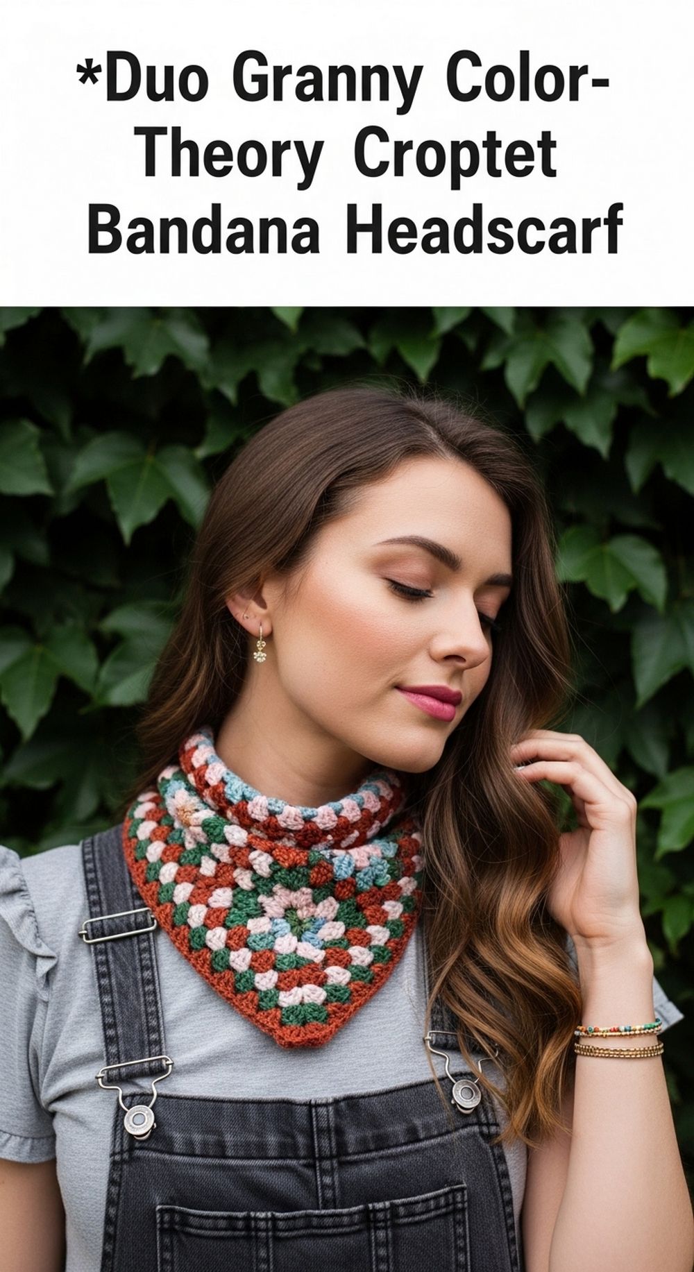 Duo Granny Color-Theory Crochet Bandana Headscarf