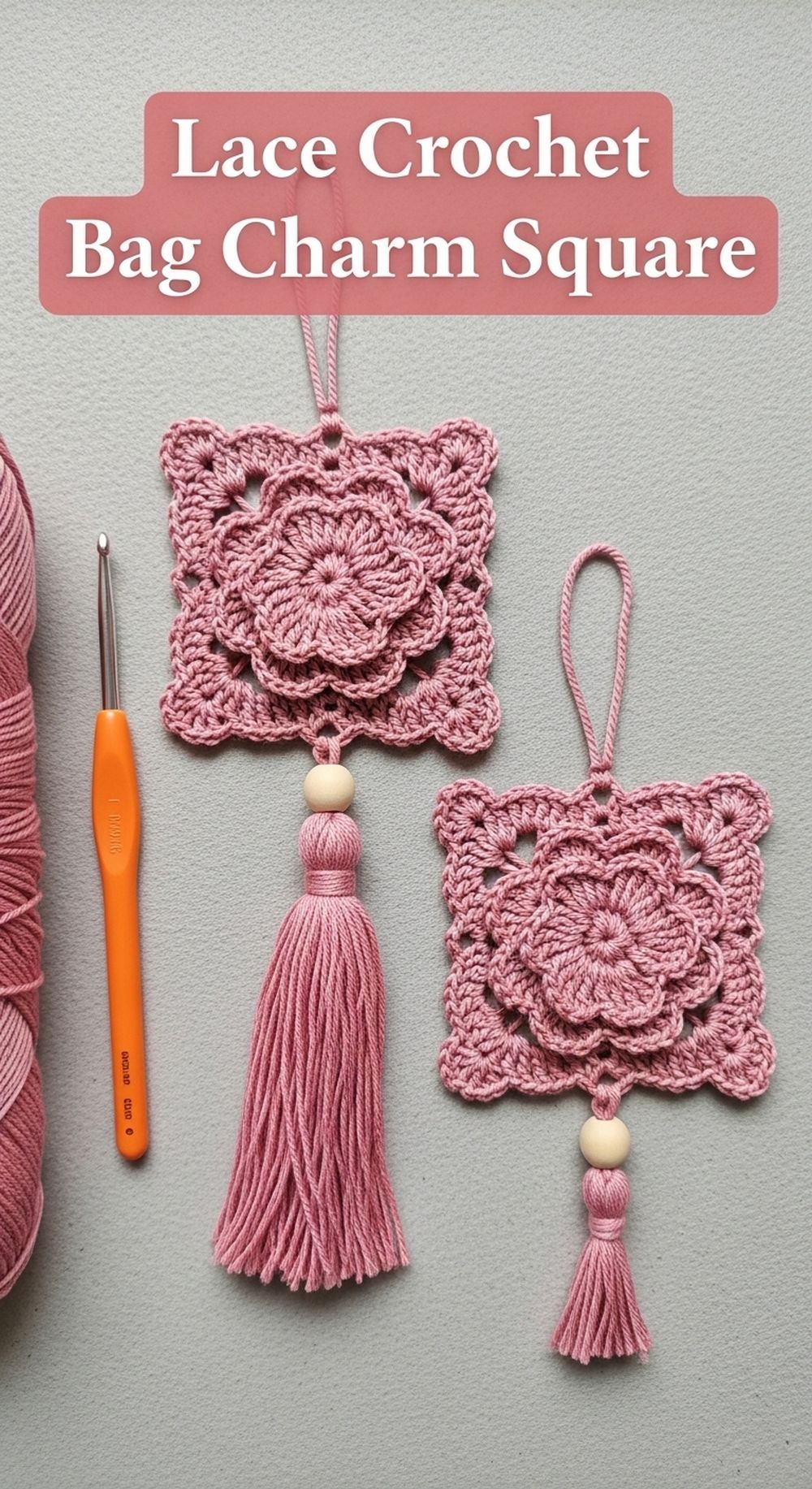 Lace Crochet Bag Charm Square