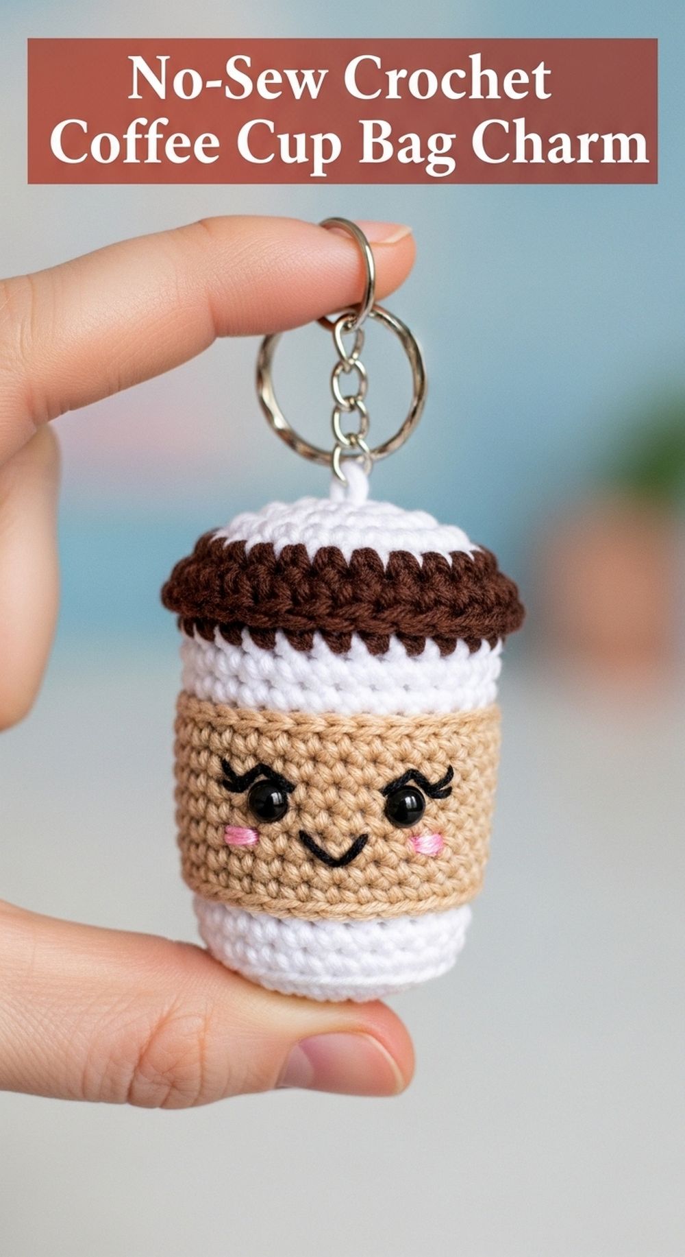 No-Sew Crochet Coffee Cup Bag Charm