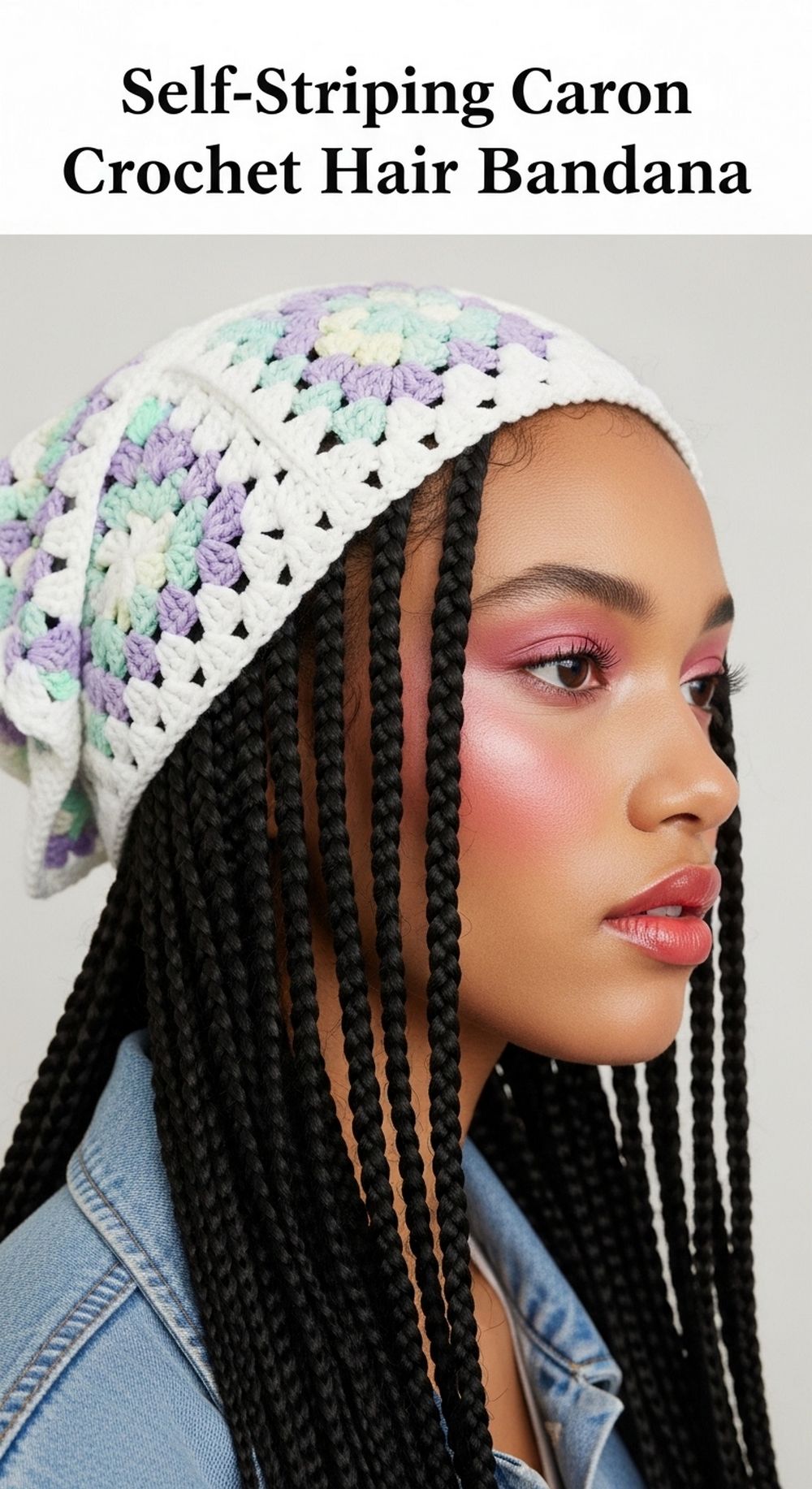 Self-Striping Caron Crochet Hair Bandana