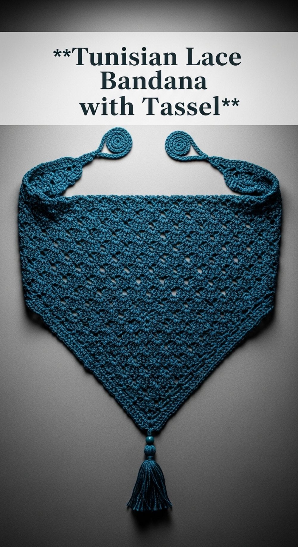Tunisian Lace Bandana with Tassel