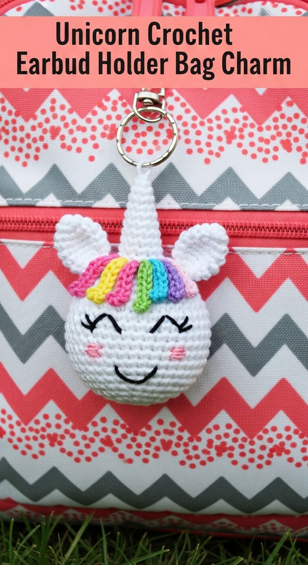 Unicorn Crochet Earbud Holder Bag Charm