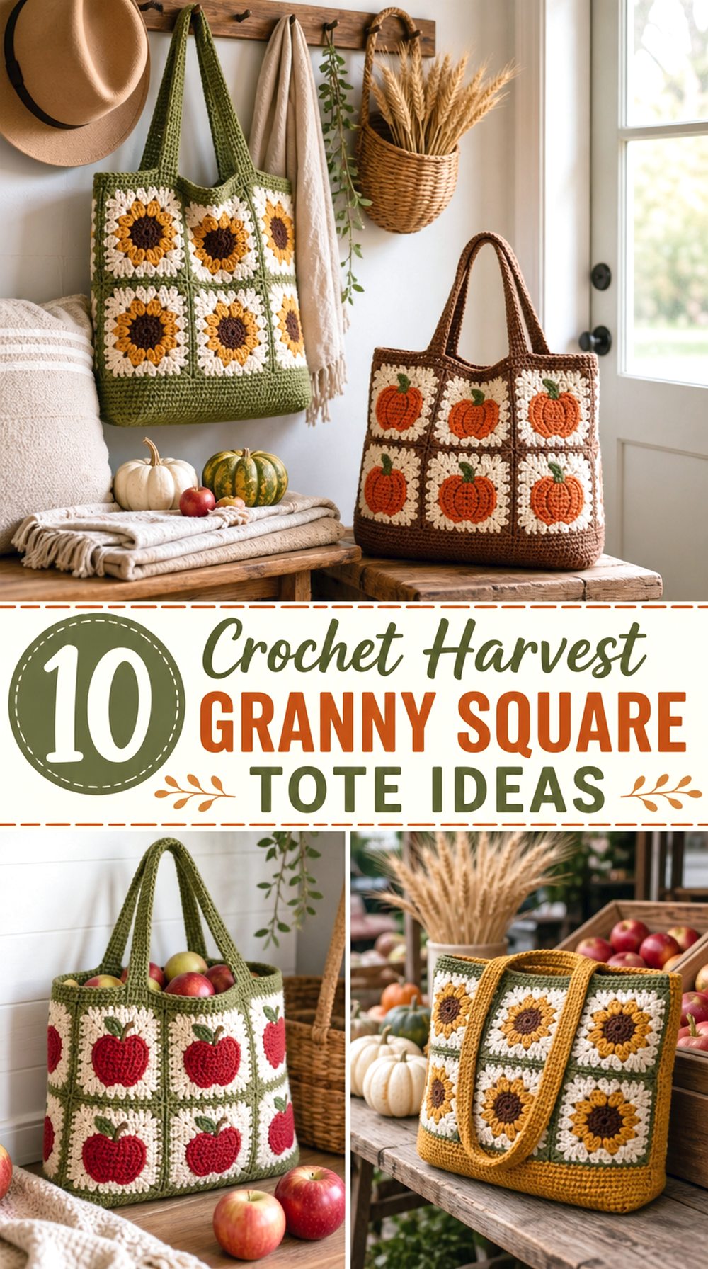 Crochet Harvest Granny Square Tote Ideas