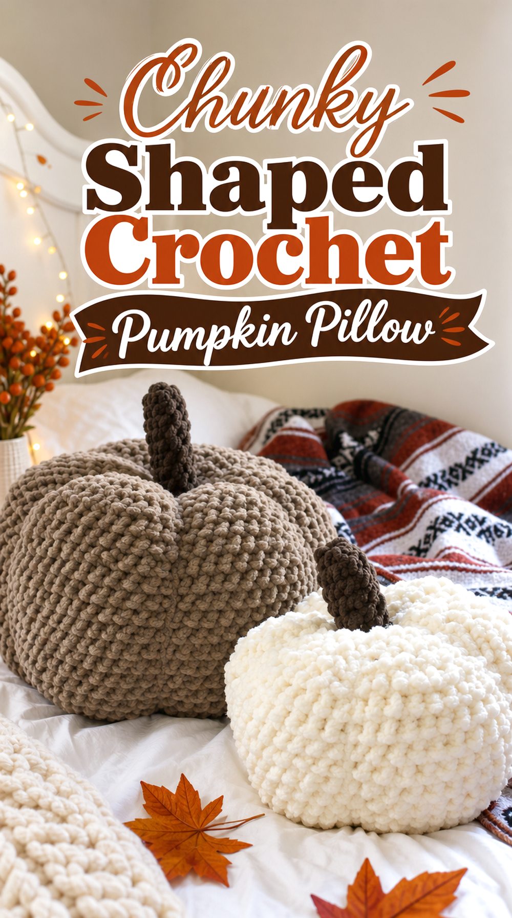 Chunky Shaped Crochet Pumpkin Pillow