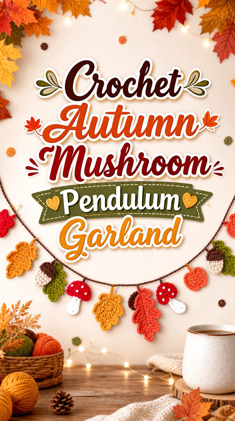 Crochet Autumn Mushroom Pendulum Garland
