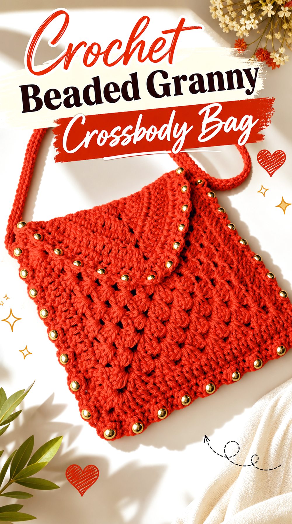 Crochet Beaded Granny Crossbody Bag