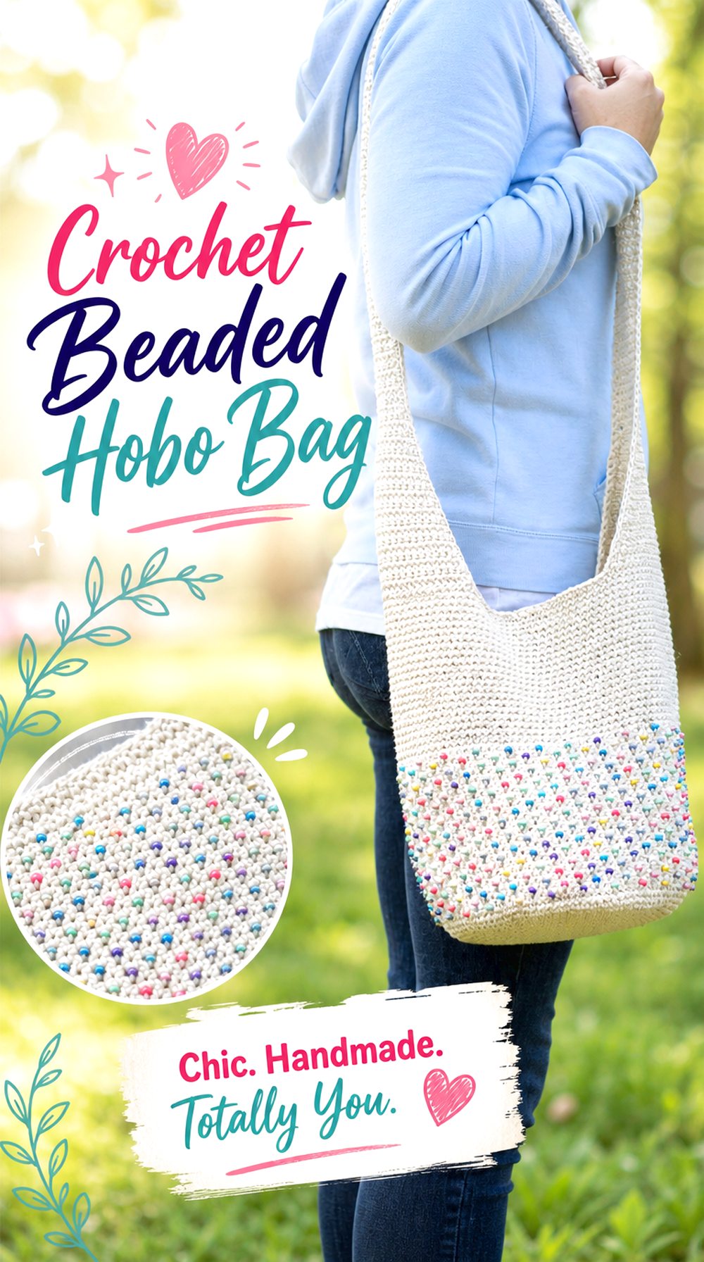 Crochet Beaded Hobo Bag