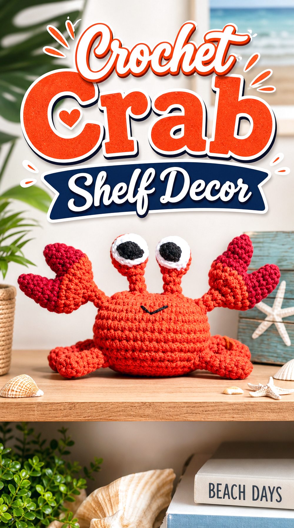 Crochet Crab Shelf Decor