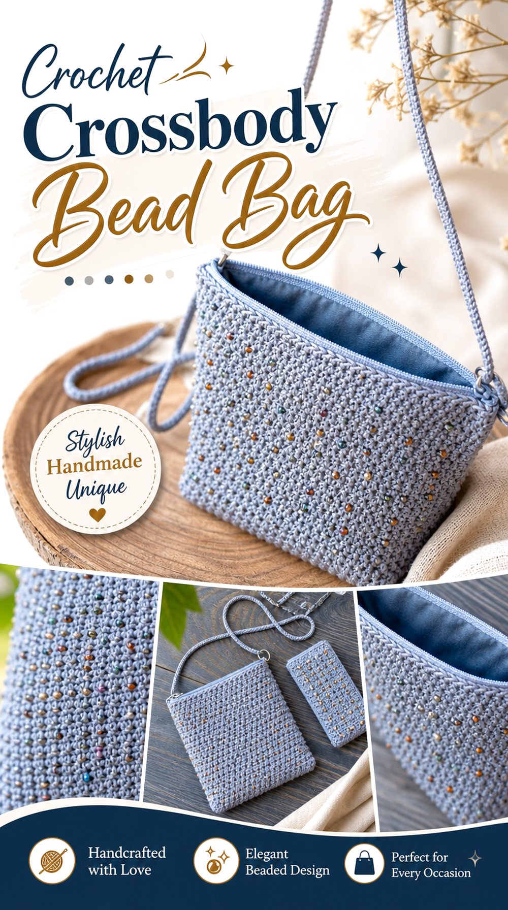 Crochet Crossbody Bead Bag