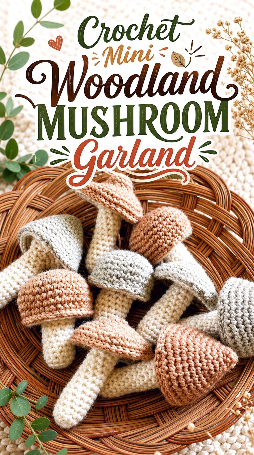 Crochet Mini Woodland Mushroom Garland