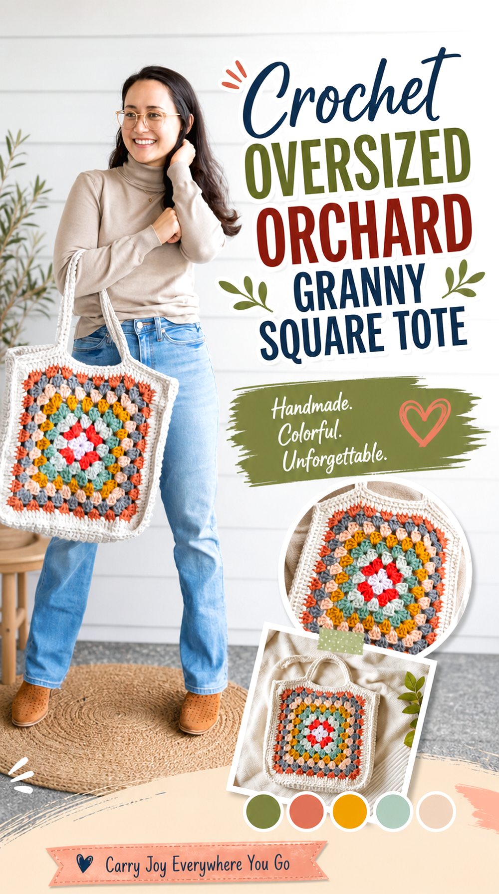 Crochet Oversized Orchard Granny Square Tote