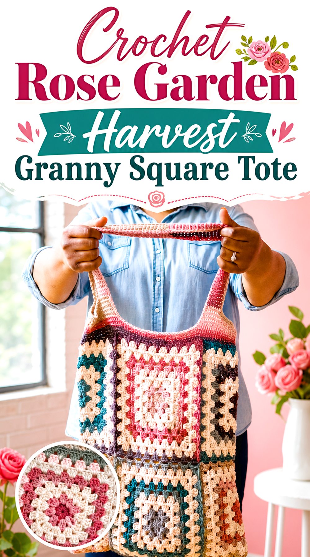 Crochet Rose Garden Harvest Granny Square Tote