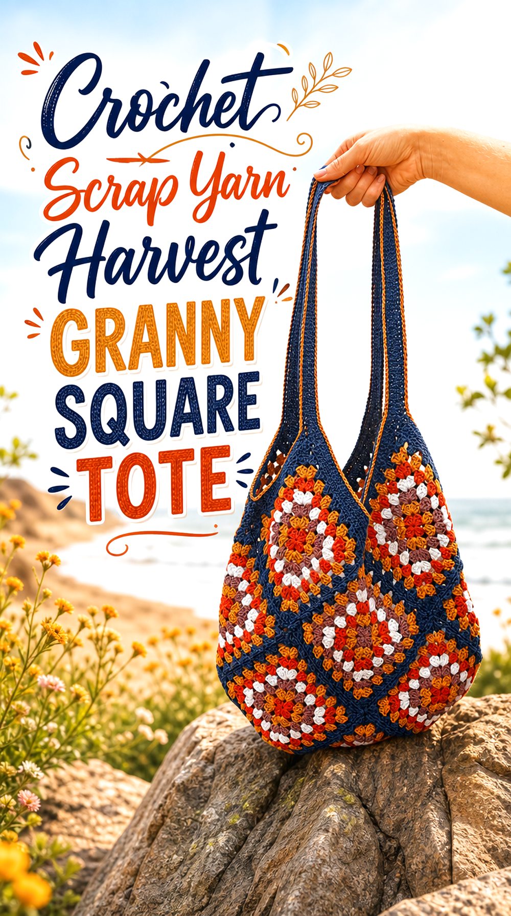 Crochet Scrap Yarn Harvest Granny Square Tote