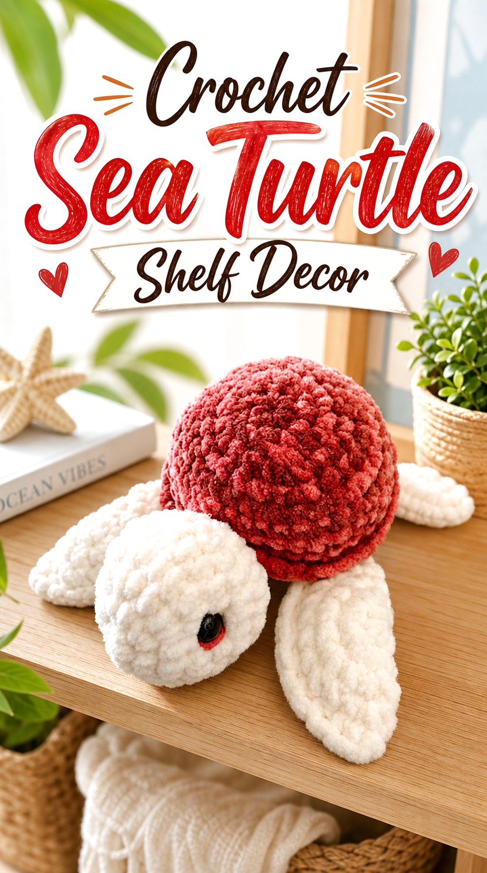 Crochet Sea Turtle Shelf Decor