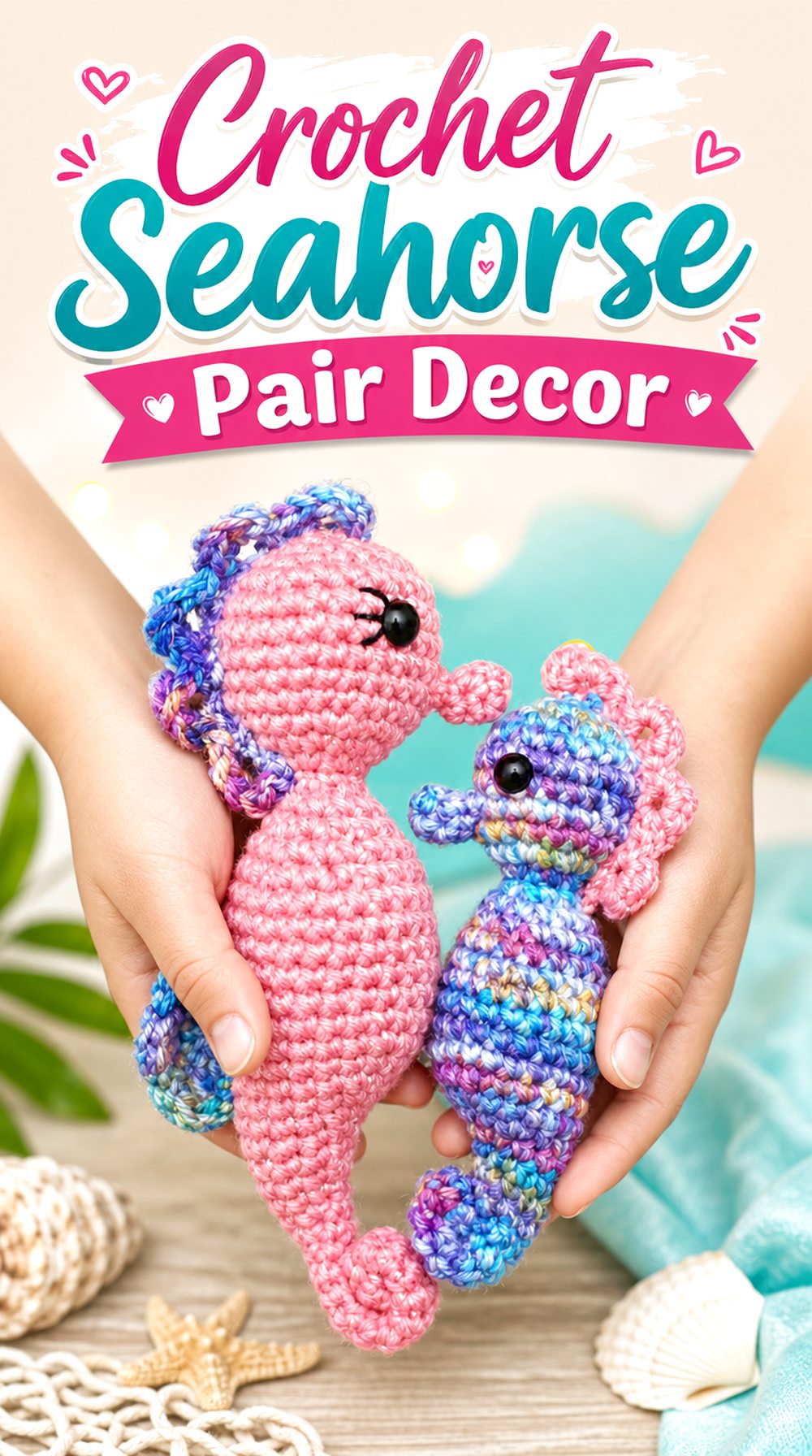 Crochet Seahorse Pair Decor