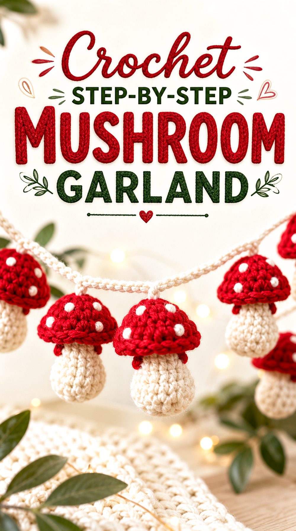 Crochet Step-by-Step Mushroom Garland