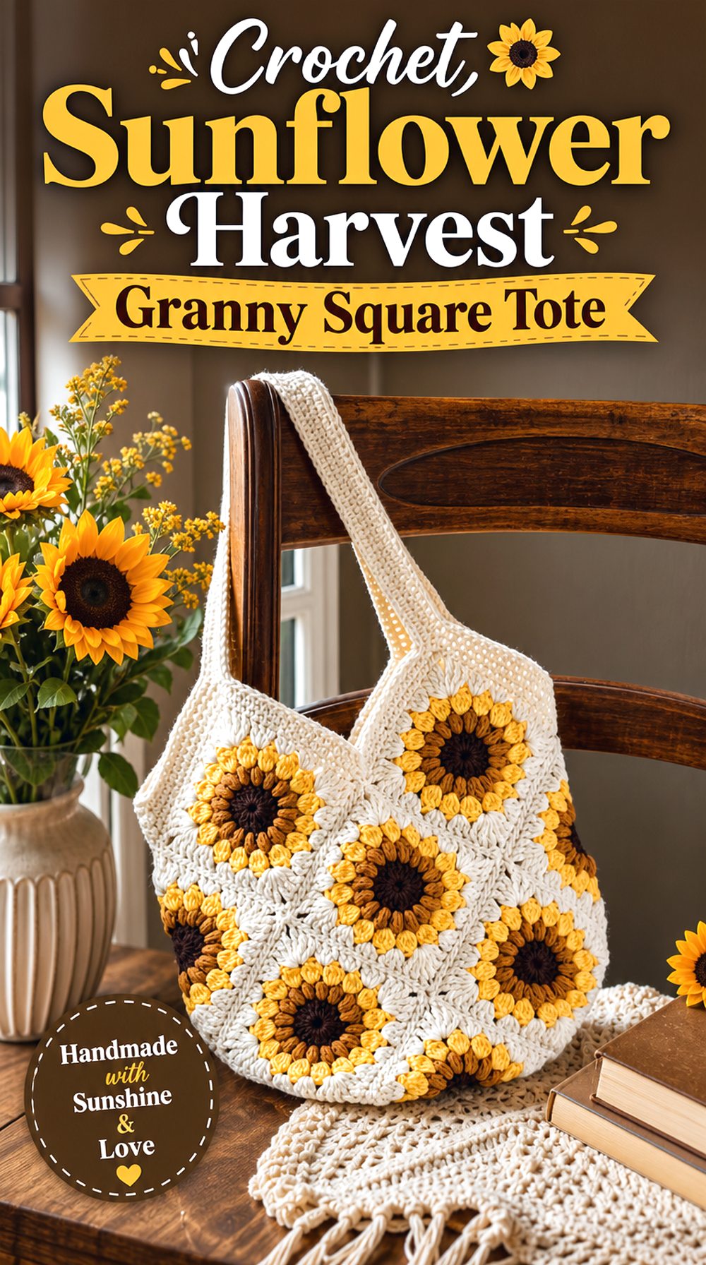 Crochet Sunflower Harvest Granny Square Tote