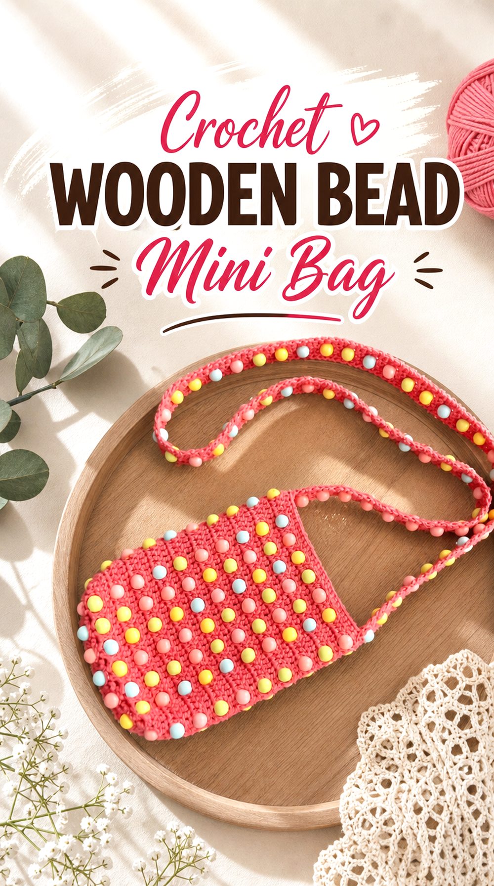 Crochet Wooden Bead Mini Bag
