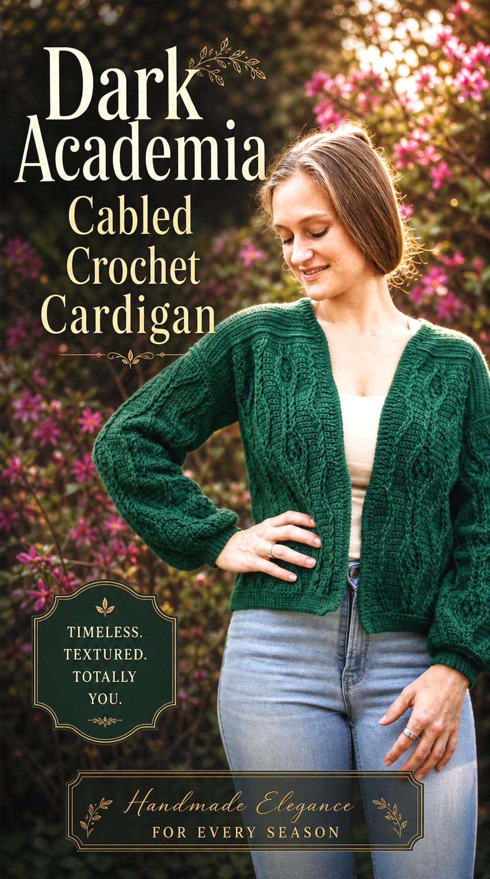 Dark Academia Cabled Crochet Cardigan