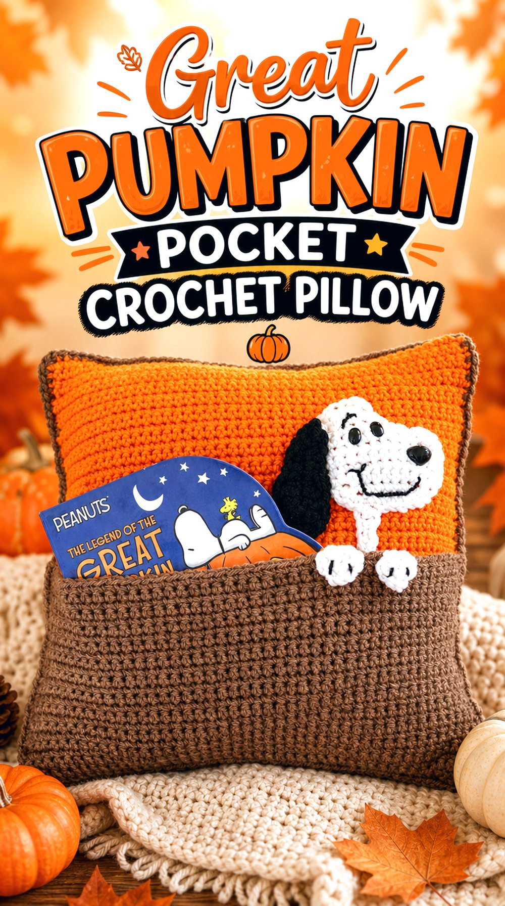 Great Pumpkin Pocket Crochet Pillow
