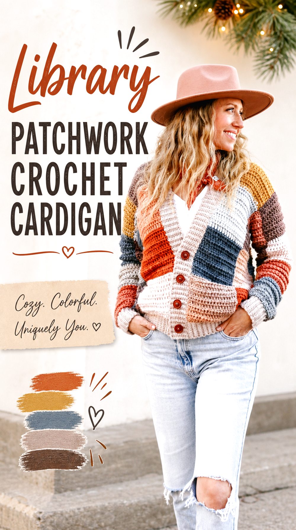 Library Patchwork Crochet Cardigan