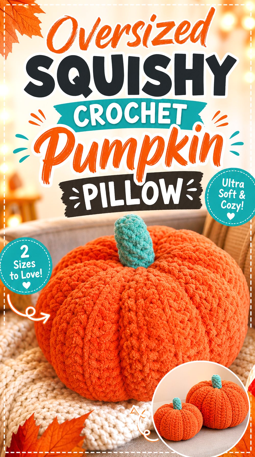 Oversized Squishy Crochet Pumpkin Pillow