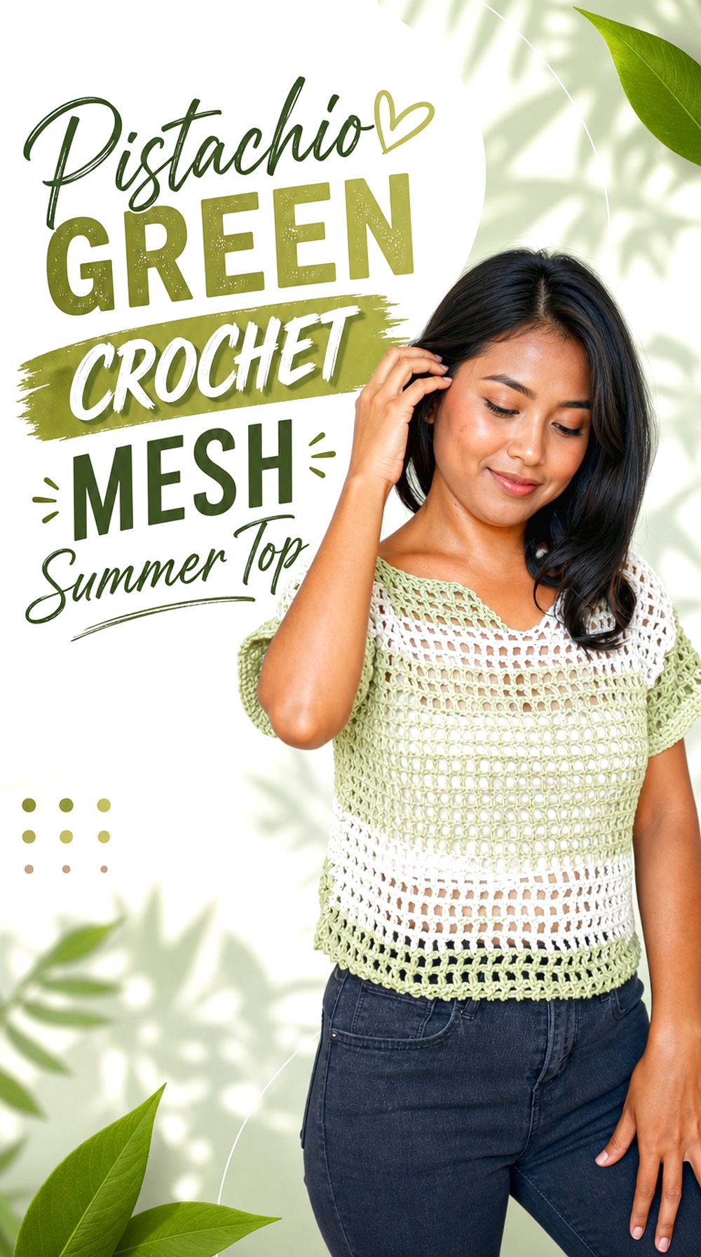 Pistachio Green Crochet Mesh Summer Top