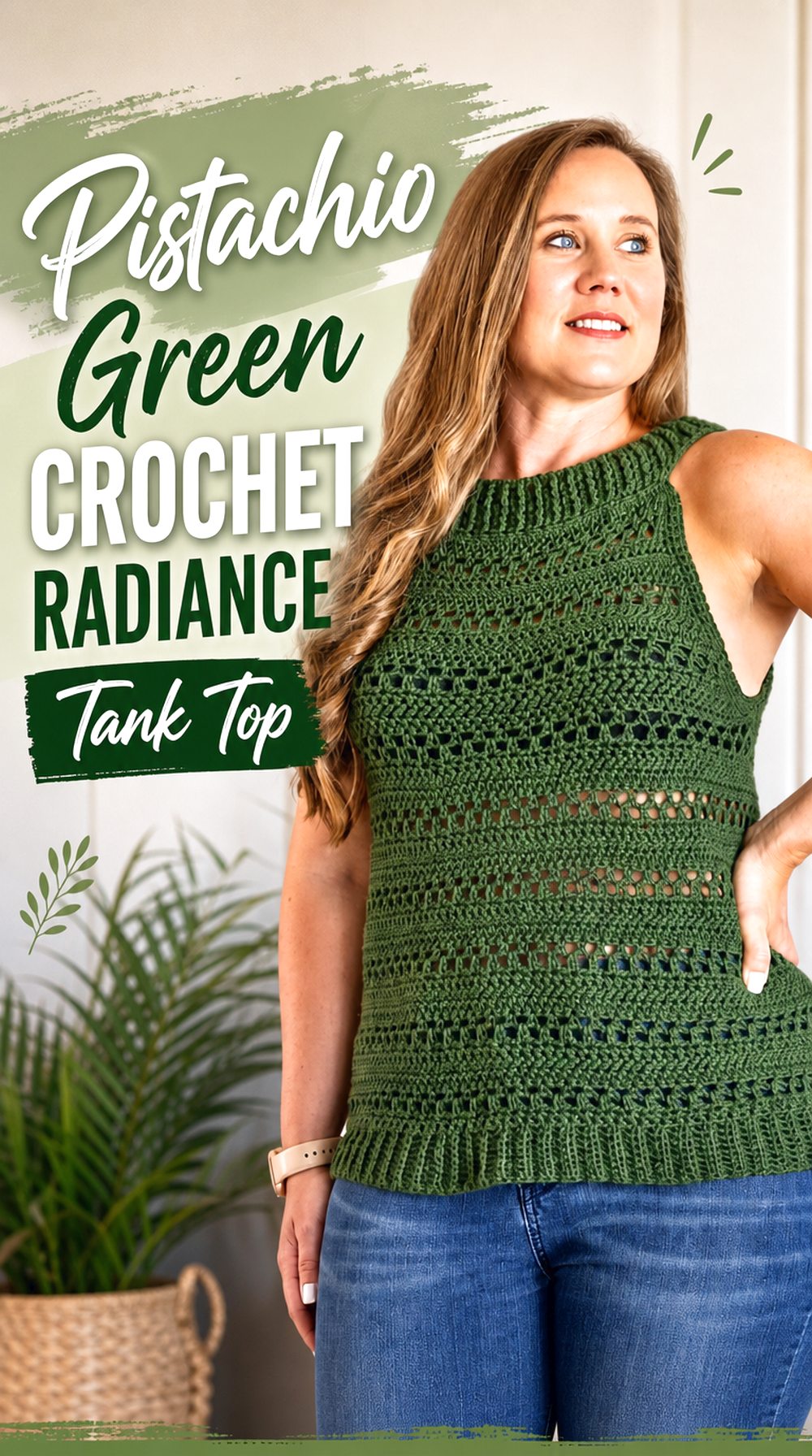 Pistachio Green Crochet Radiance Tank Top