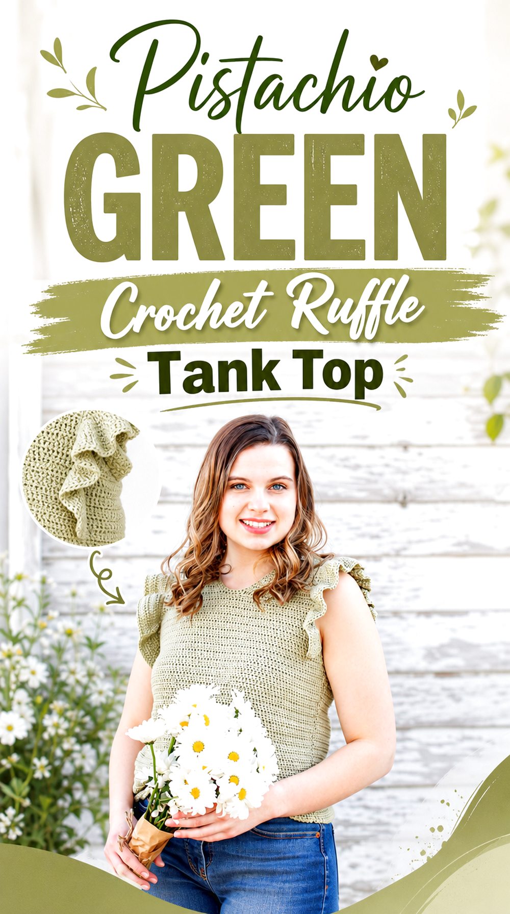 Pistachio Green Crochet Ruffle Tank Top