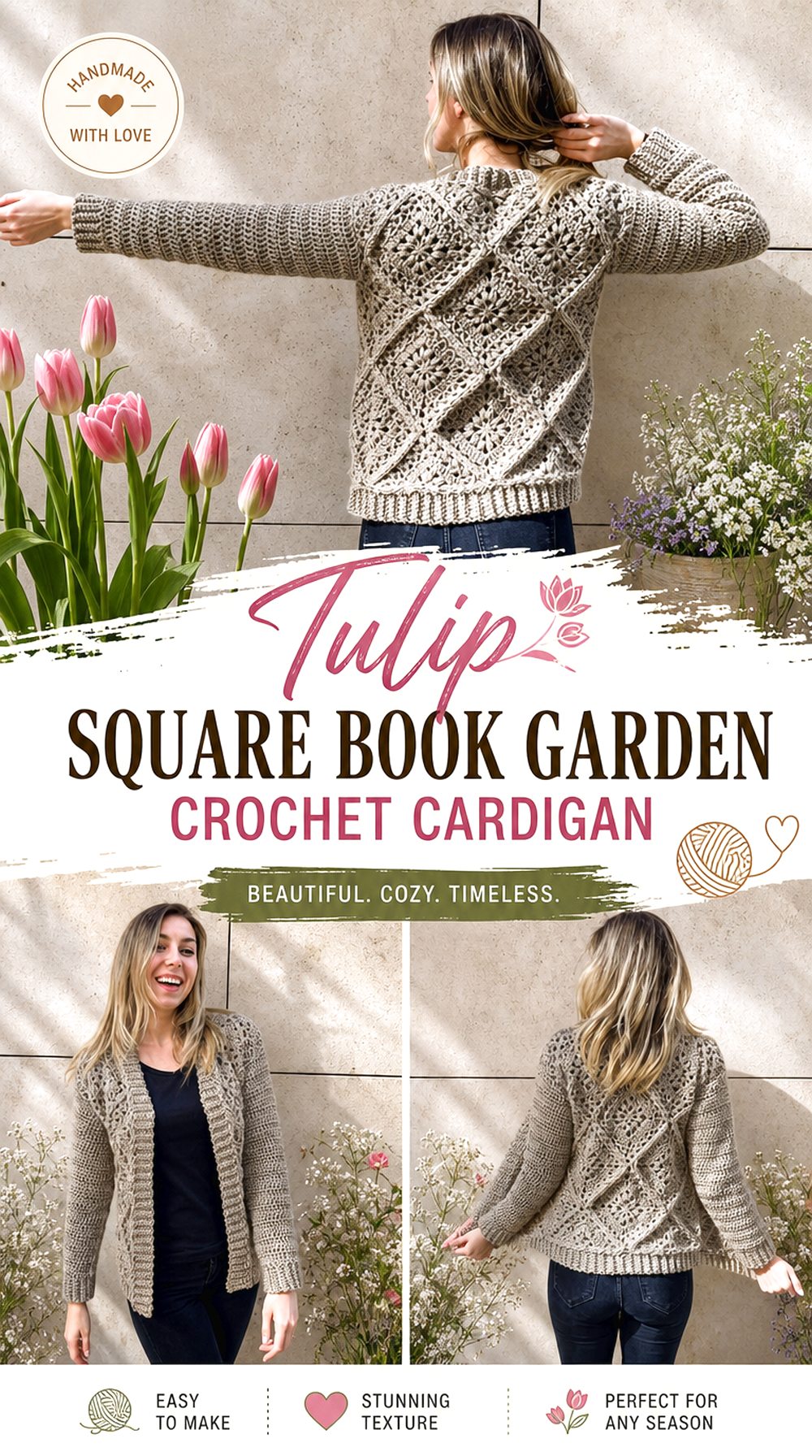 Tulip Square Book Garden Crochet Cardigan