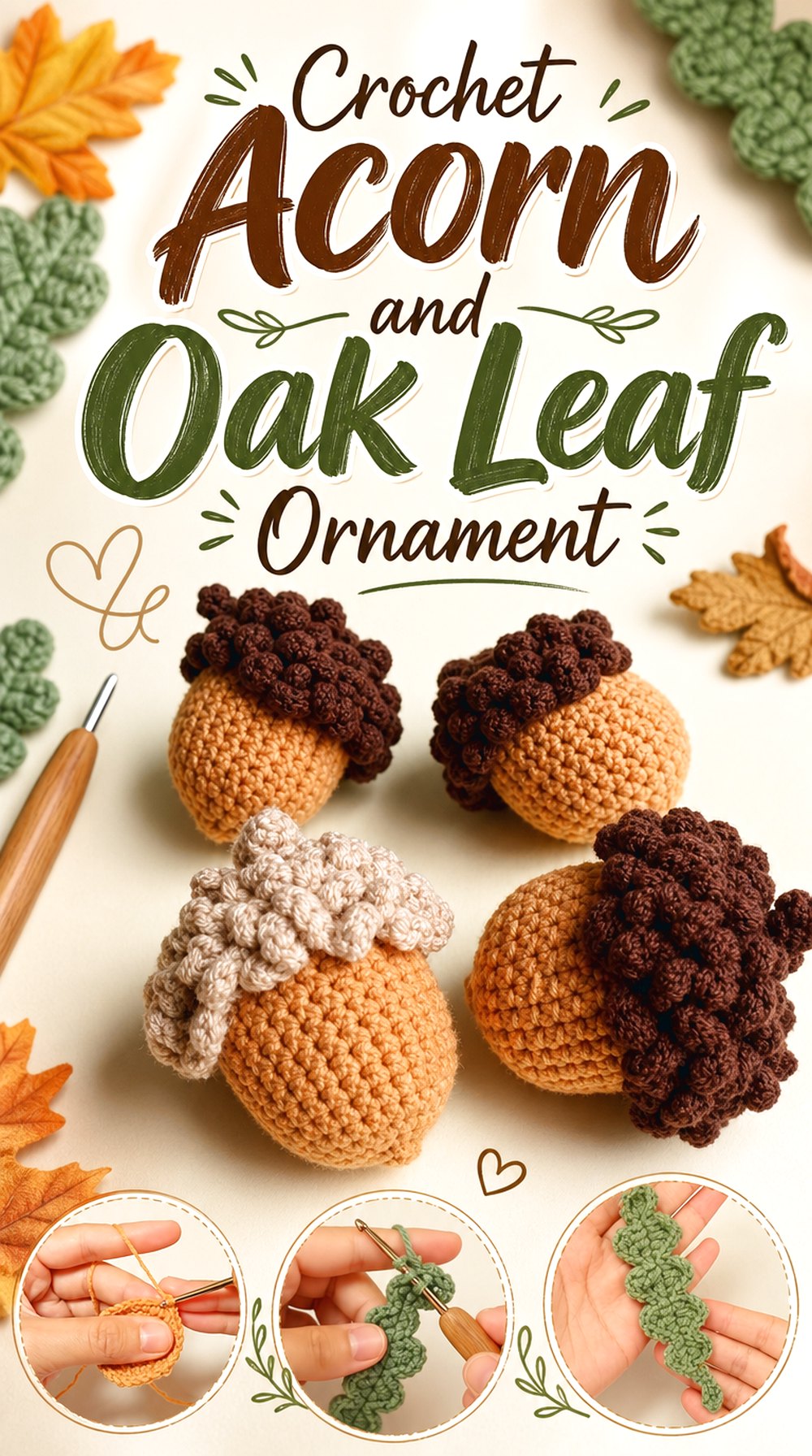 Crochet Acorn and Oak Leaf Ornament