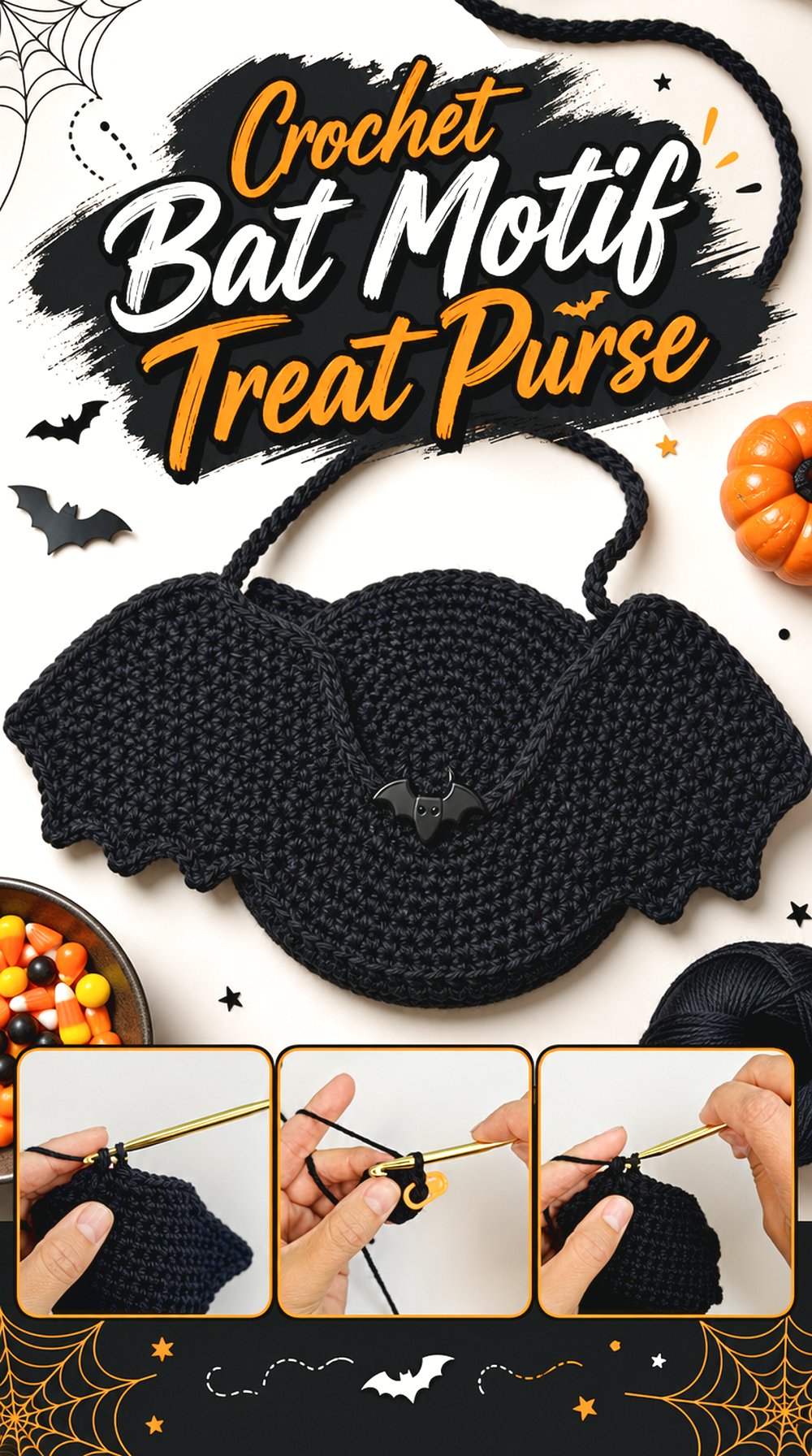 Crochet Bat Motif Treat Purse
