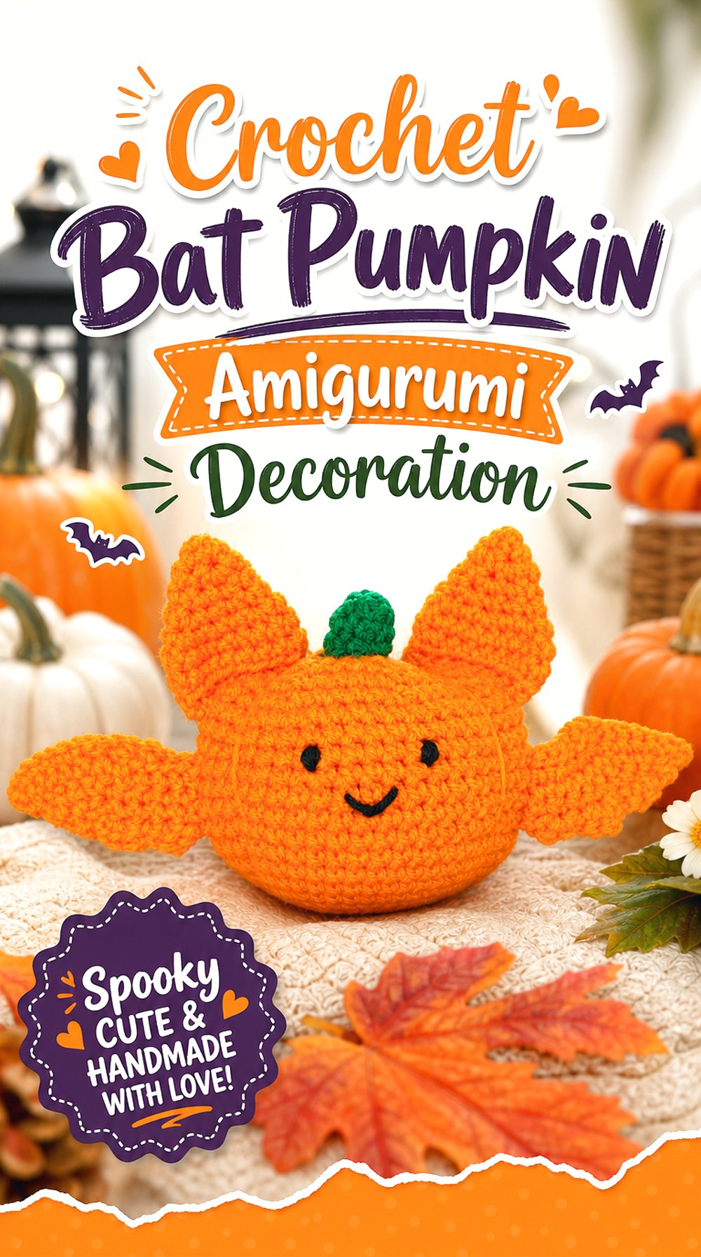 Crochet Bat Pumpkin Amigurumi Decoration