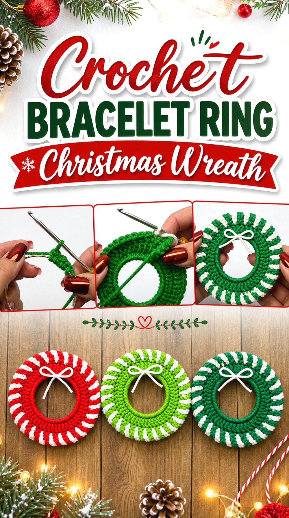 Crochet Bracelet Ring Christmas Wreath