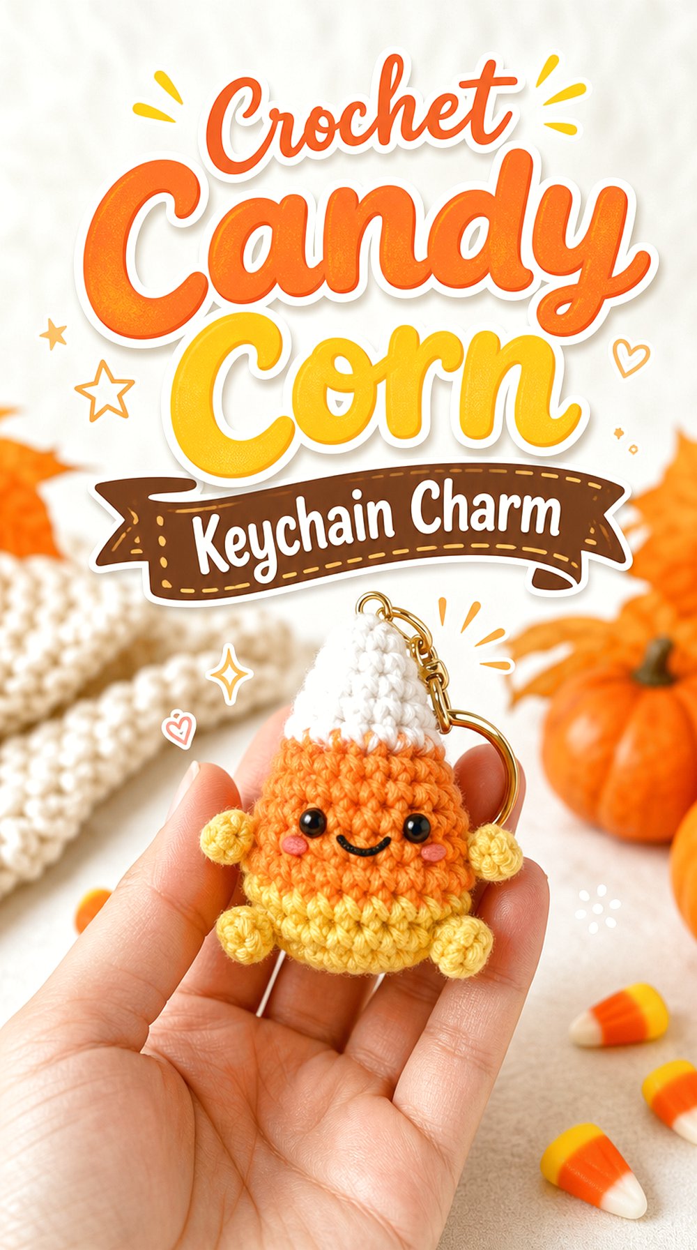 Crochet Candy Corn Keychain Charm
