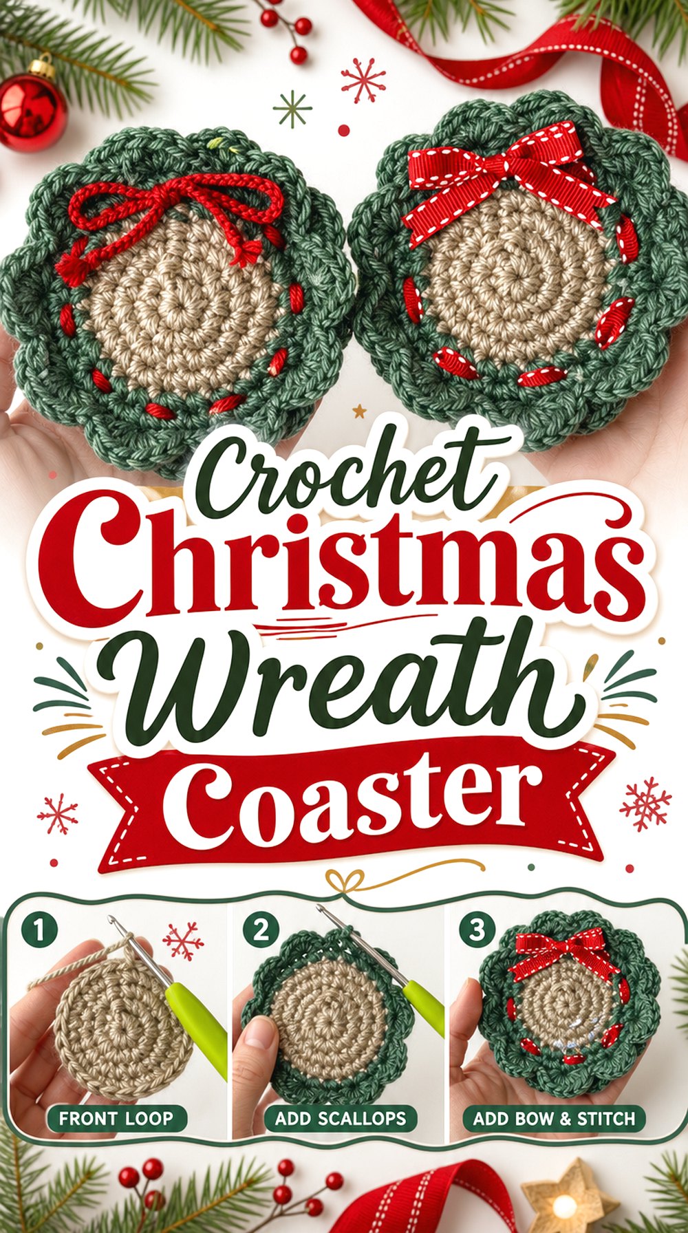 Crochet Christmas Wreath Coaster